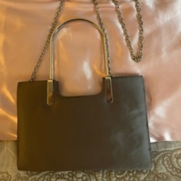 Inge Christopher Leather & Chrome Hand Clutch - Picture 2 of 4